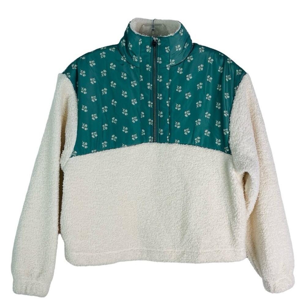 Universal Thread great cream Sherpa cottagecore cropped zip jacket XS